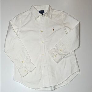 Polo by Ralph Lauren Boy’s Size‎ 7 White Cotton Button Down Long Sleeve Shirt